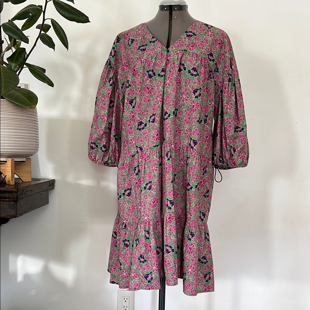 Floral Pink and Green Dress
